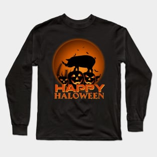 Pig Pumpkin Happy Halloween Costume Funny Gifts Long Sleeve T-Shirt